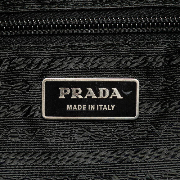 Prada Saffiano Triangle Logo Plate Crossbody Bag Black - Picture 8 of 10